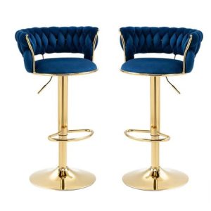 Set of 2 Velvet Swivel Luxury Bar Stools